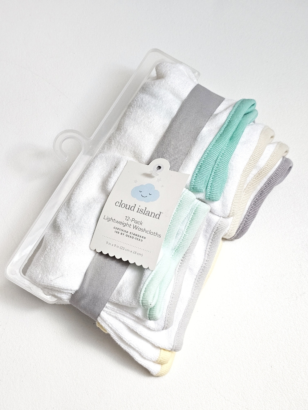 Cloud Island 12 Pack Baby Washcloths Cotton Soft Infant White Multi
